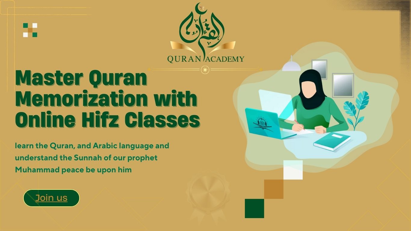 A Muslim woman learning Quran online on her laptop for Hifz classes at Quran Academy - Online Hifz Course