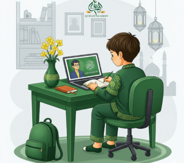 A student learning with a native tutor at the best online Quran academy in the USA.