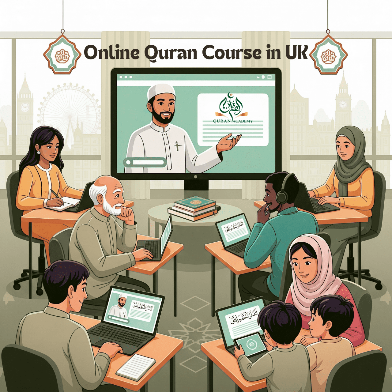 A student learning with a native Arab tutor in the best online Quran course in the UK
